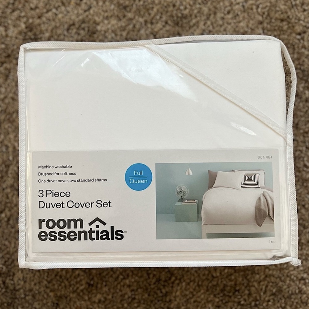 White Duvet Cover - New Full 3 Piece Room Essentials Duvet Cover Set